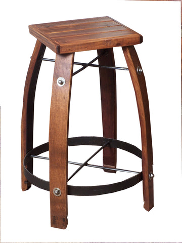 Barrel Stave Stool w/ Wood Top