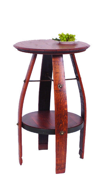 Barrel Side Table w/ Shelf