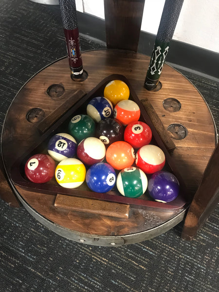 Barrel Head Pool Cue Rack